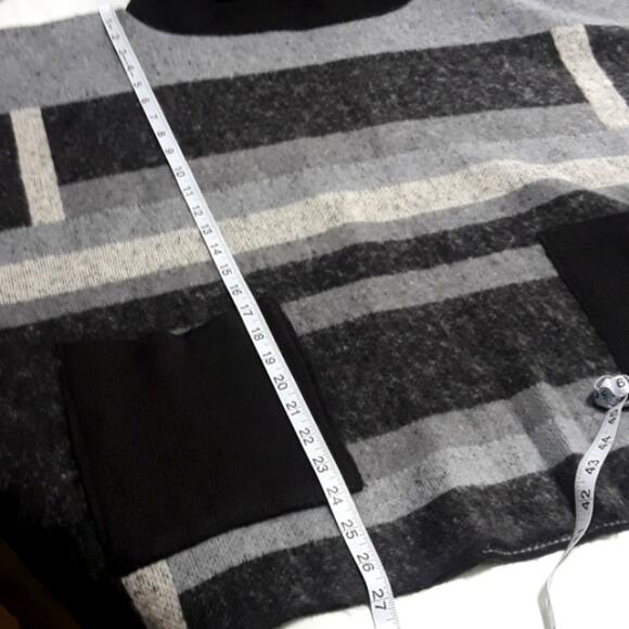 NWT Women Sz L  Cowl Neck Lagenlook Oversized Boxy Artsy Grunge Pockets Sweater - Picture 9 of 12